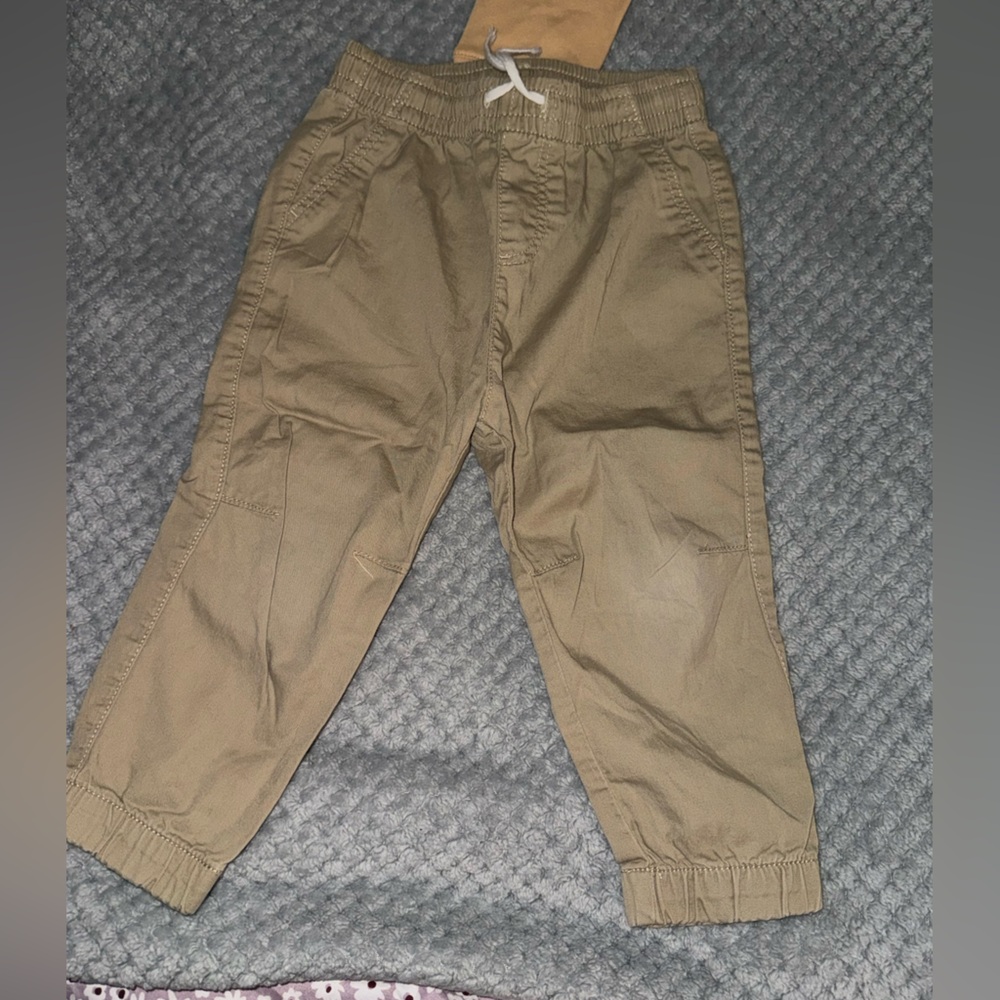 H&M Toddler Boy Khaki Cargo Jogger Pants Size 2T Elastic Waist Like New